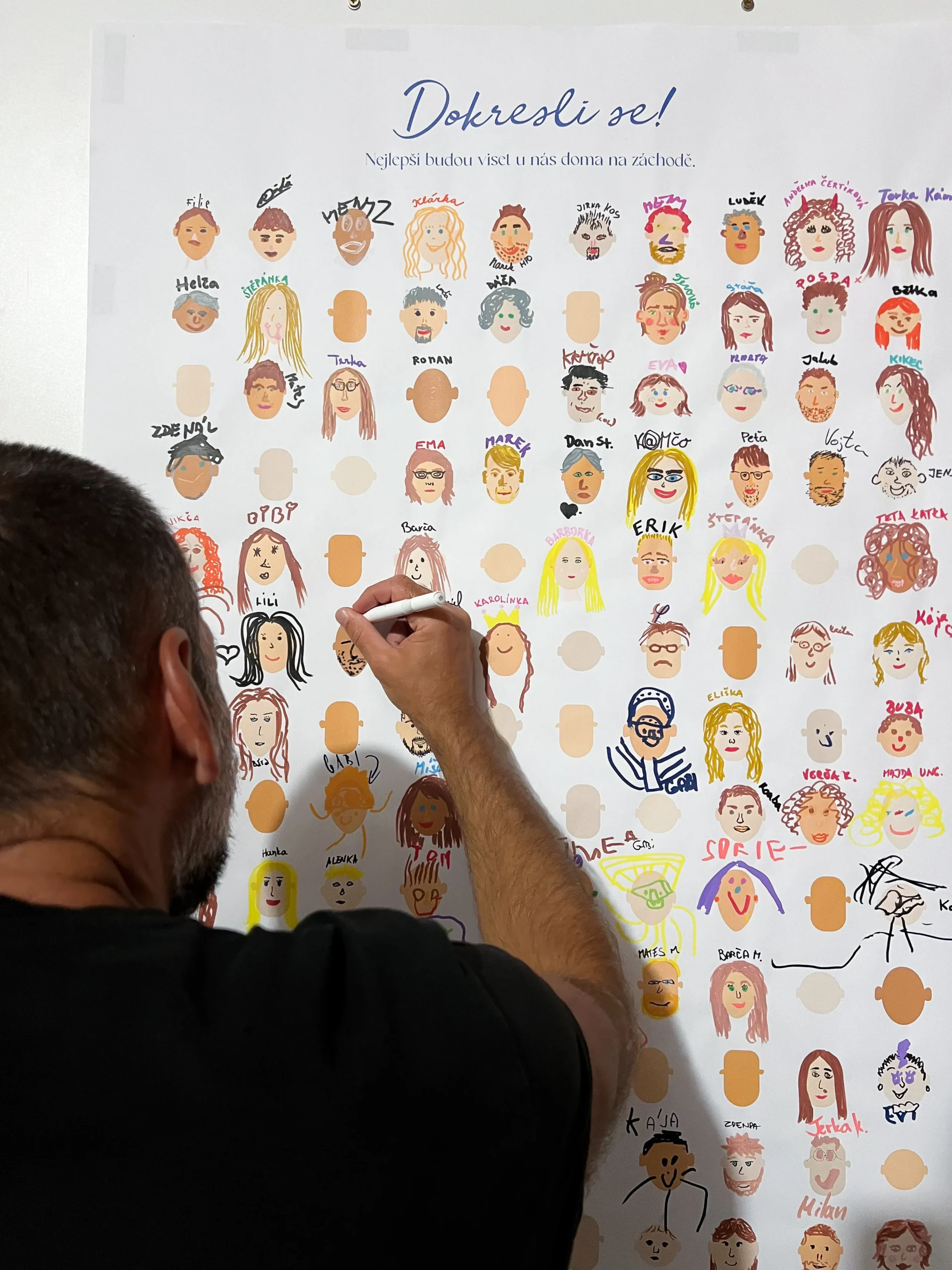 Dokreslení obličejů – svatbení zábava